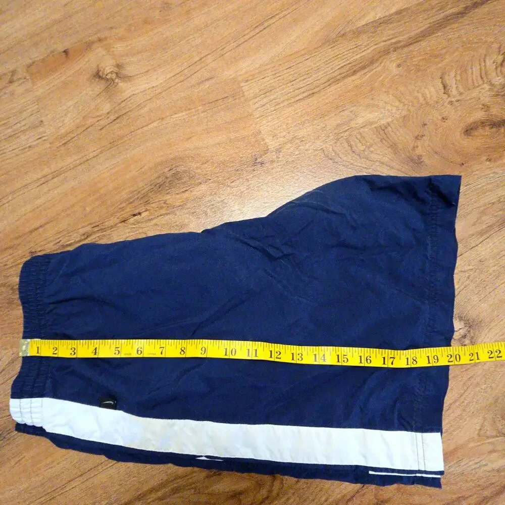 Vintage Nike Mens Swim Trunks Navy Blue White Stripes Swim Shorts Medium M
